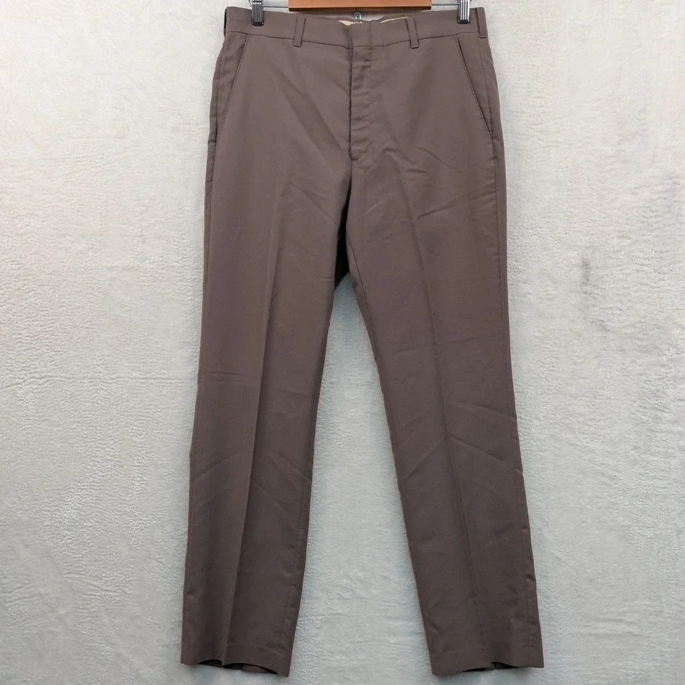 VTG Levi Strauss Trousers Men's 34x32 Brown Talon Zip Flare Straight Leg 70s